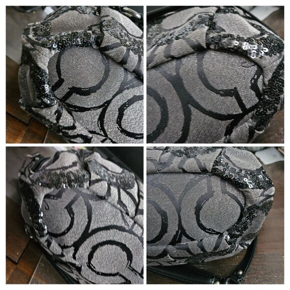 Coach Y2K Glam/Street Glam Dressy Flashy Sequins Madison Op Art Sophia Satchel - Picture 6 of 13